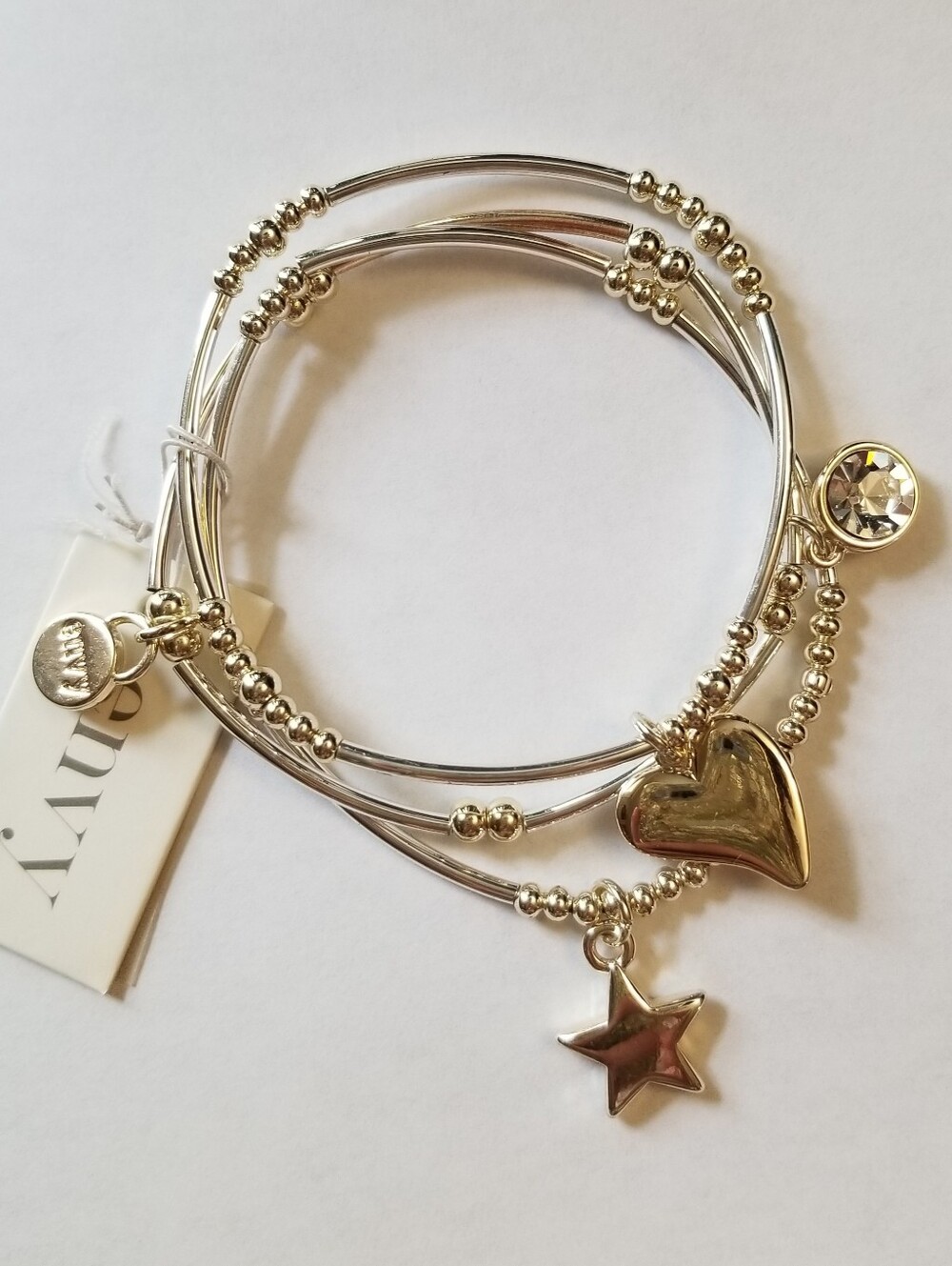 ❗Envy Triple-Layer Gold Silver Bracelet Set with Heart, Star, and Crystal Charms